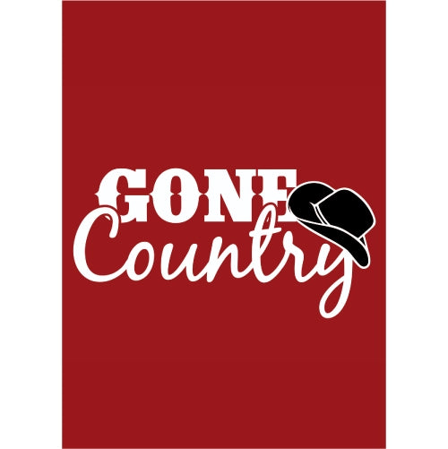 Red background with 'Gone Country' text and a black cap icon