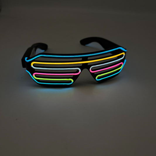 Blue Multi Color Rechargeable LED Neon Shutter Glasses