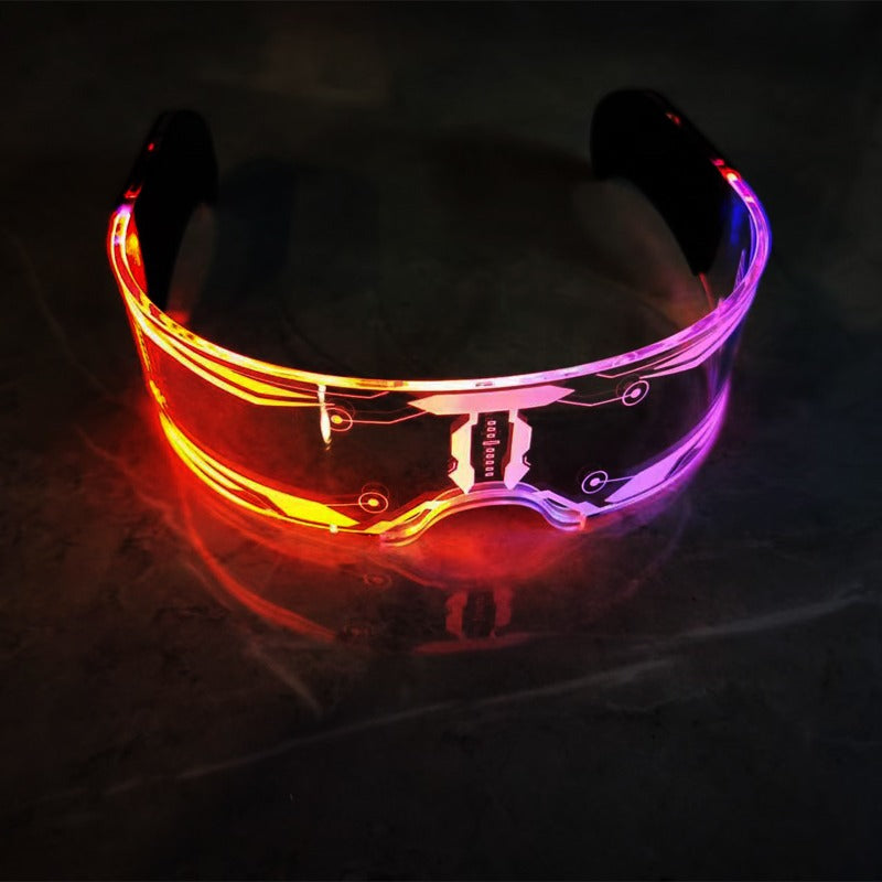 Wireless Cyberpunk LED Visor Glasses – Futuristic Neon Party Eyewear