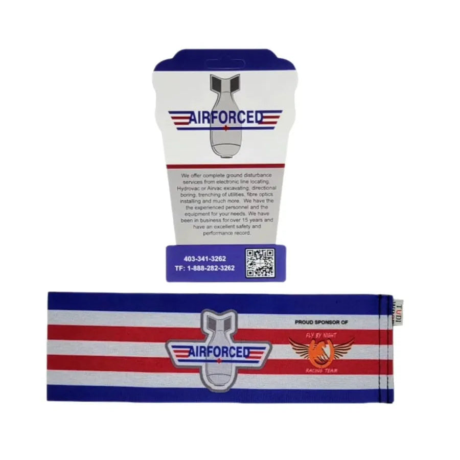 Two Airforce branded pouches on a white background