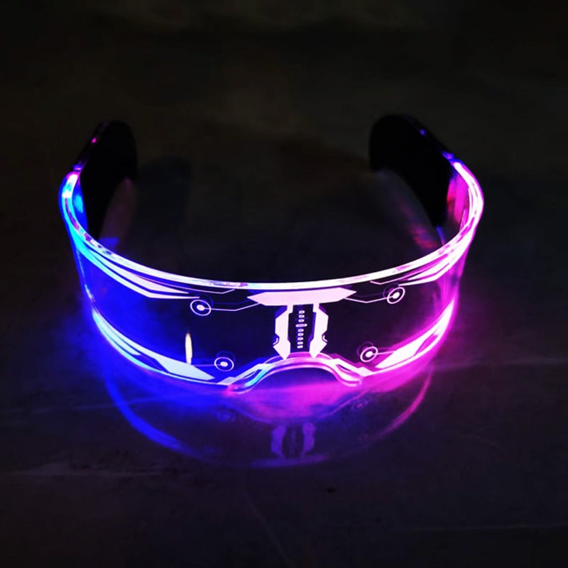 Wireless Cyberpunk LED Visor Glasses – Futuristic Neon Party Eyewear