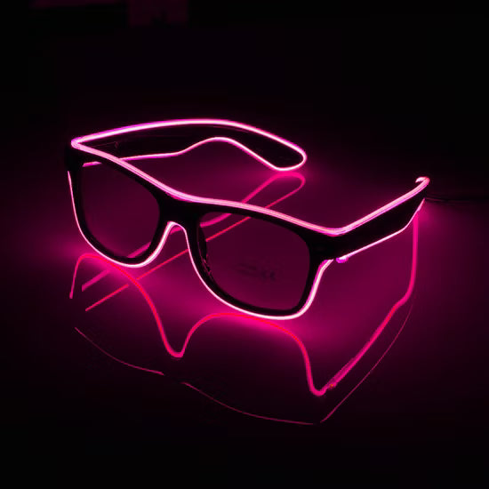 Pink Wired Battery Pack LED Neon Glasses Flashing Glow Party Glasses