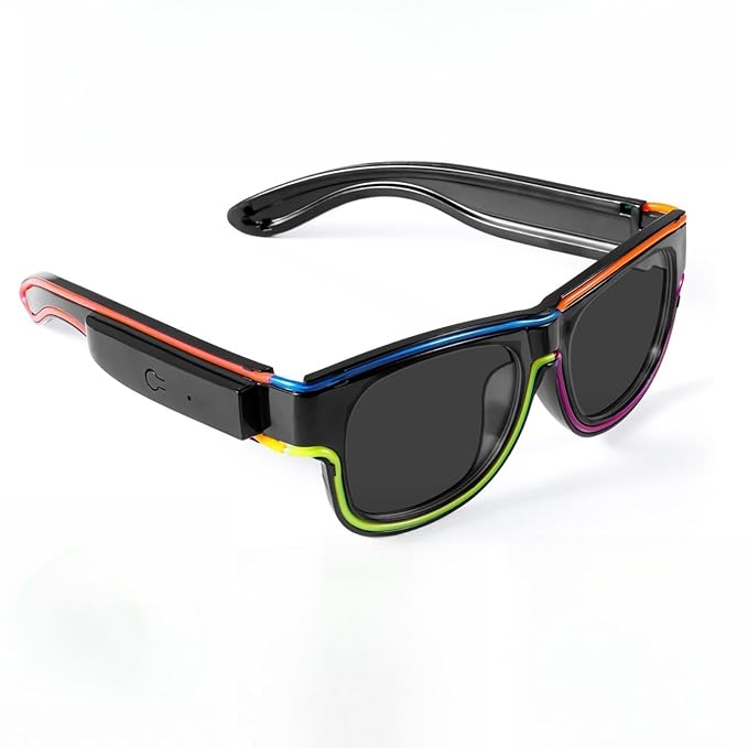 Sunglasses with a colorful frame on a white background