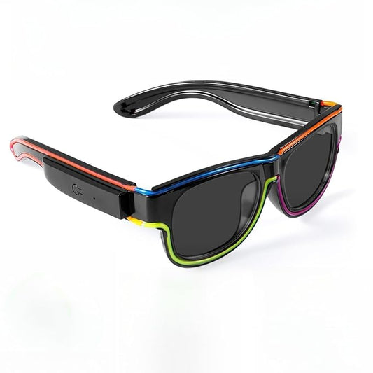 Sunglasses with a colorful frame on a white background