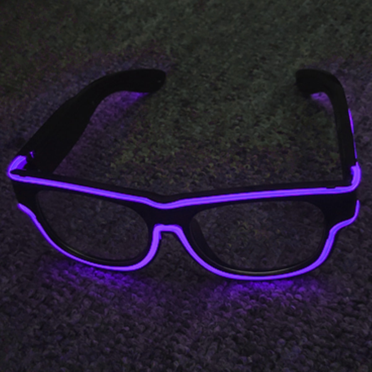 Purple Wireless LED Neon Glasses Rechargeable USB Charging Flashing Glow Party Glasses