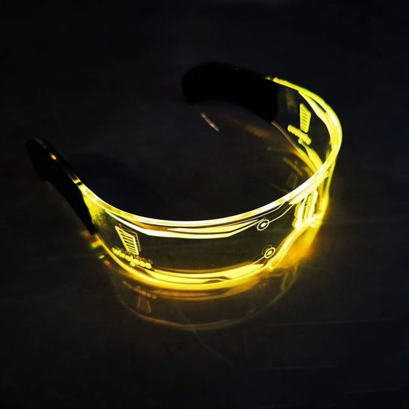 Wireless Cyberpunk LED Visor Glasses – Futuristic Neon Party Eyewear