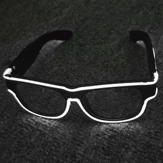 White Wireless LED Neon Glasses Rechargeable USB Charging Flashing Glow Party Glasses
