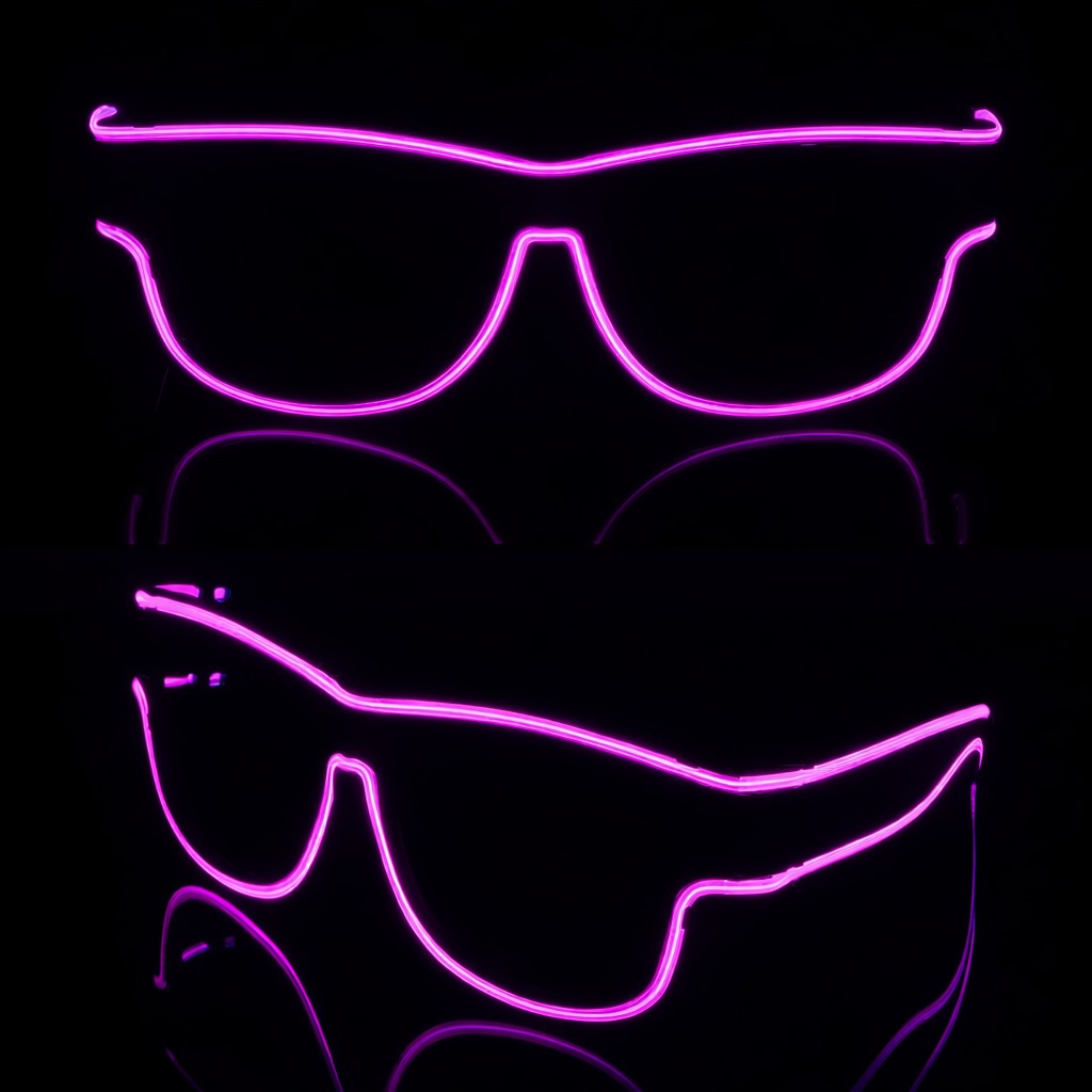 Neon pink sunglasses with a reflective black surface