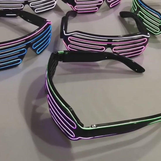 Pink Multi Color Rechargeable LED Neon Shutter Glasses