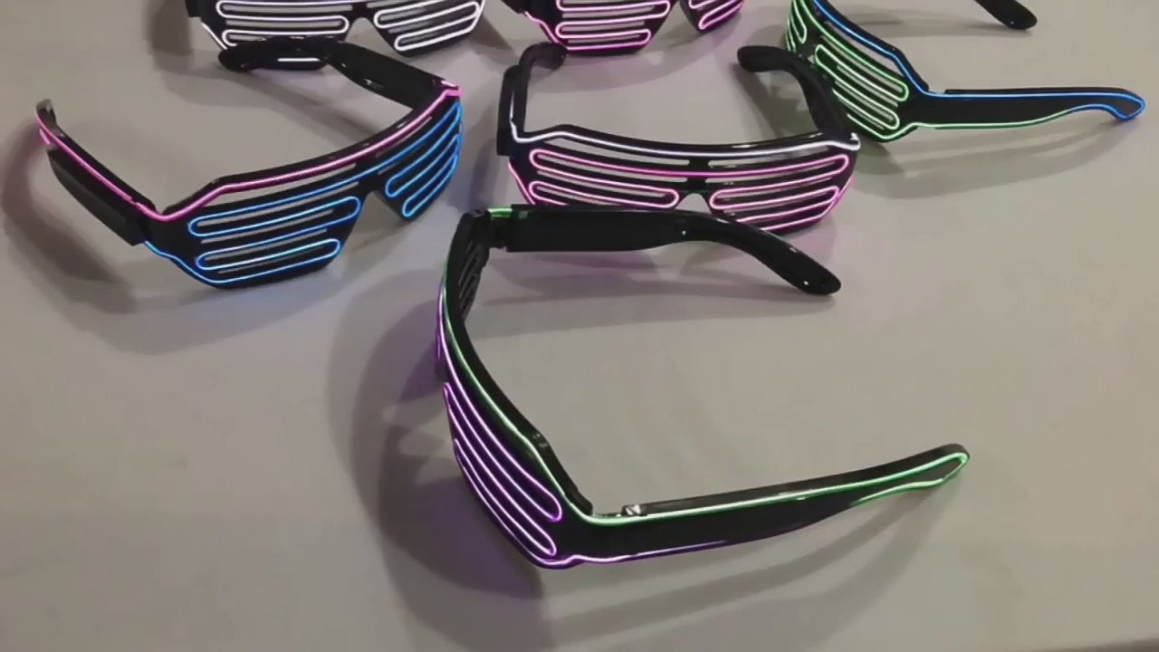 Pink Multi Color Rechargeable LED Neon Shutter Glasses